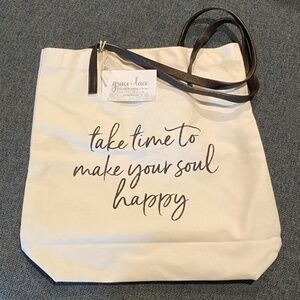 *New* Grace & Lace Canvas Totes with Quote: take time to make your soul happy